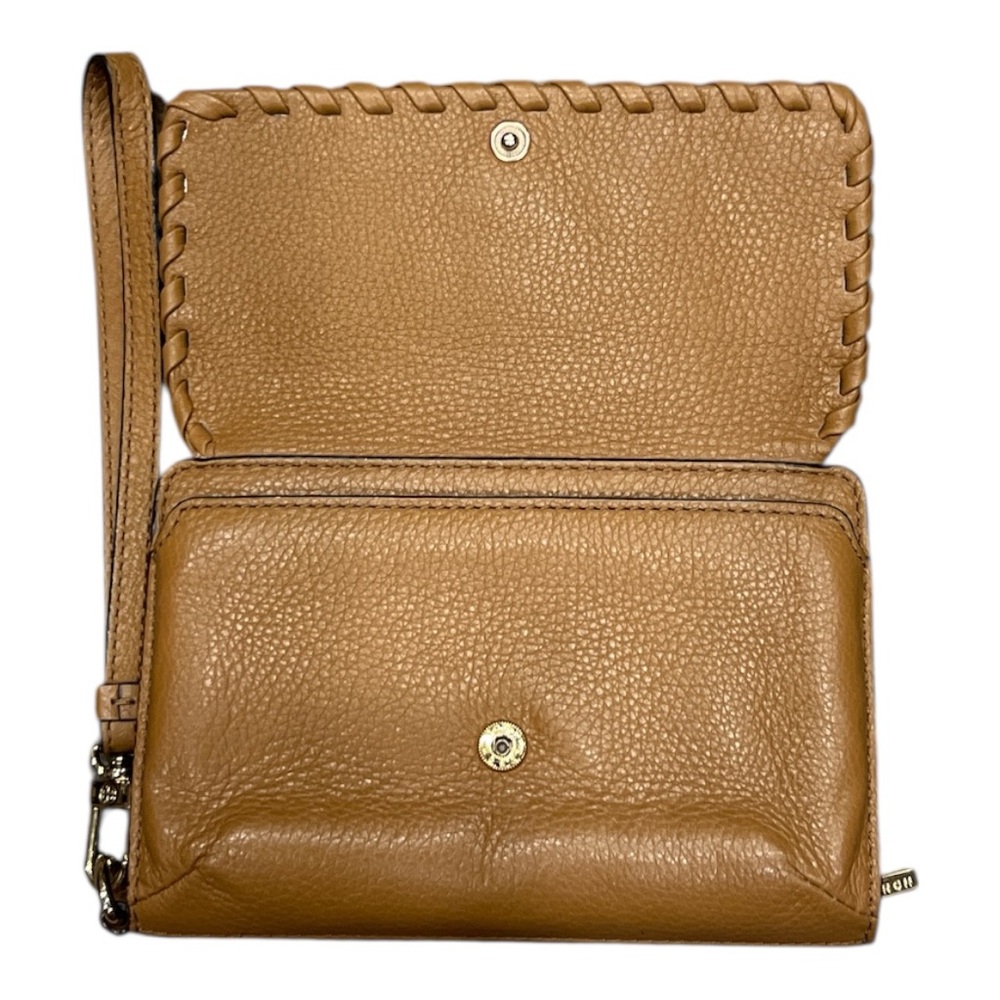 Tori Birch Tan wristlet Logo wallet New - Picture 6 of 9